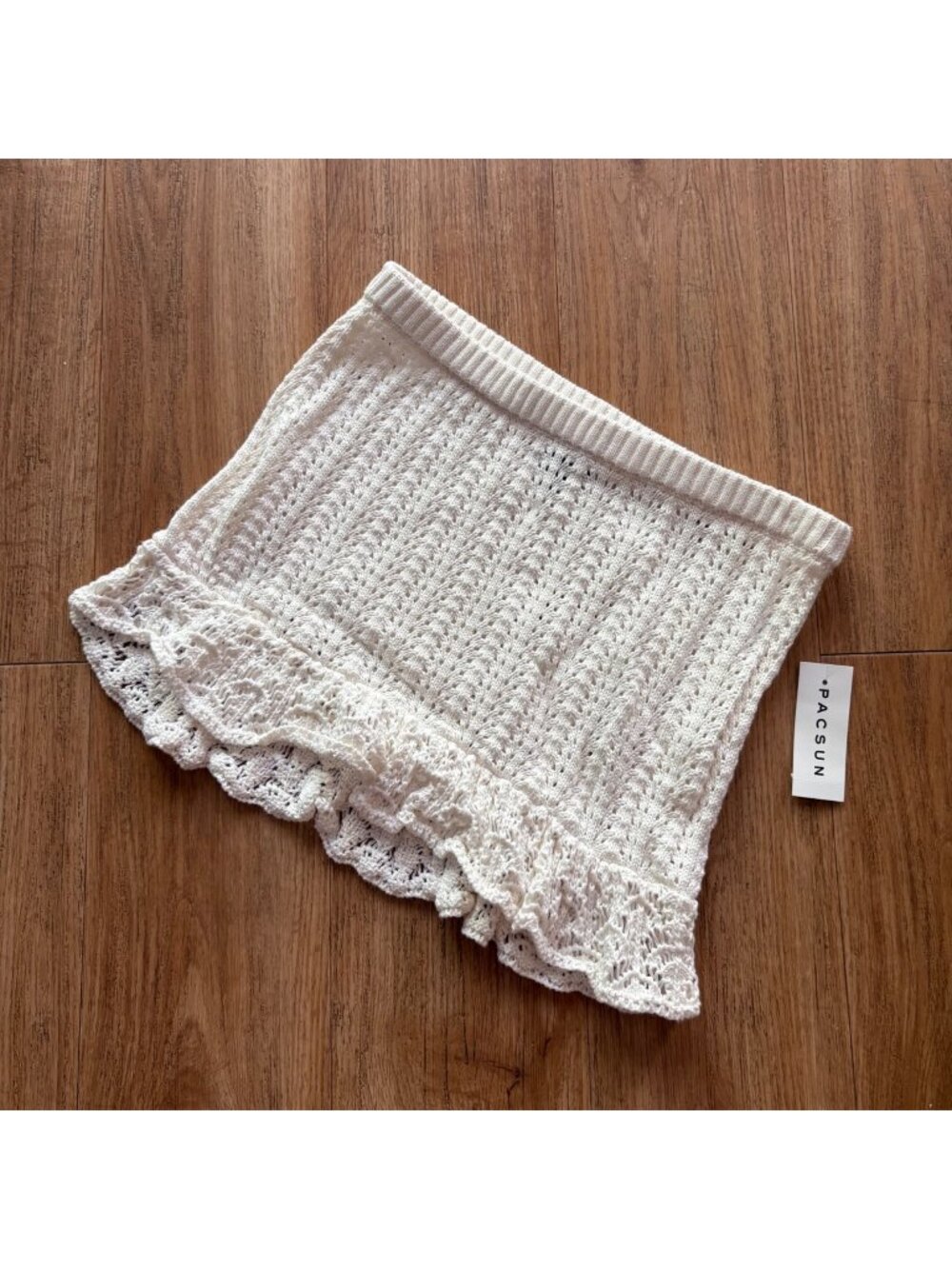 Beverly And Beck Mid Rise Crochet Knit Mini Skirt White Cream NWT Size XS
